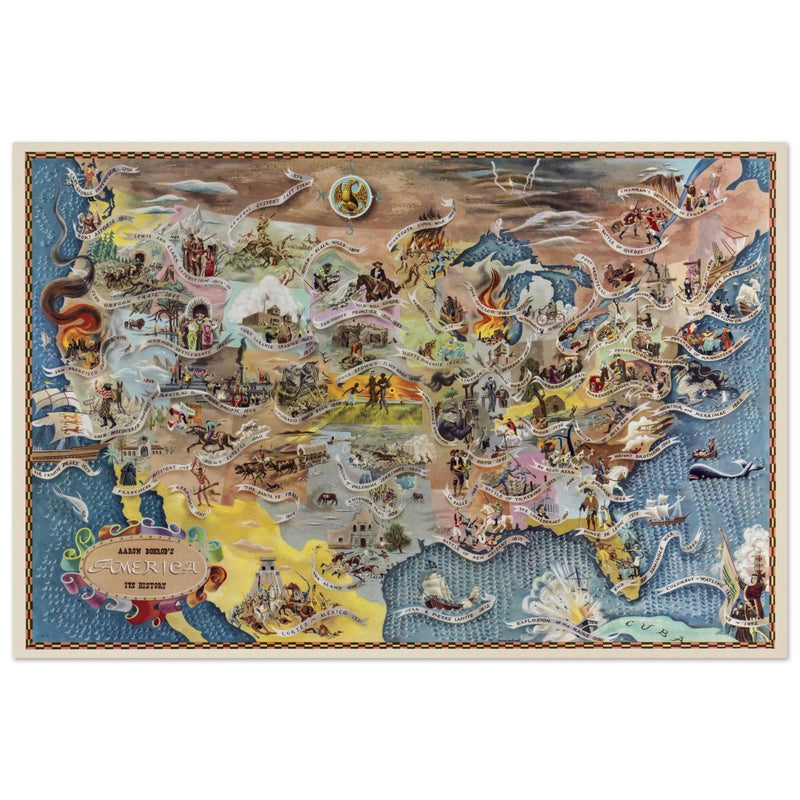United States historic map of historical events by Aaron Bohrod