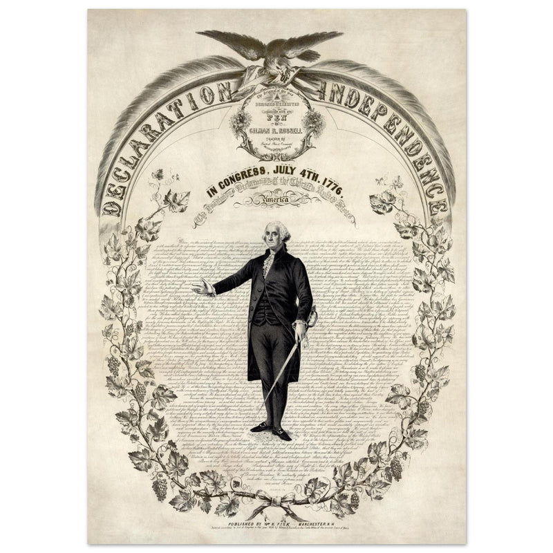 Declaration of Independence of America. George washington manuscript illustration.