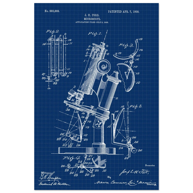 vintage microscope patent by J H Ford.