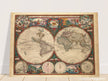 1660 Ancient old world map. Double hemisphere antique map reproduction.