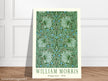 William Morris Pimpernel 1876. Green leaves and flowers wintage wallpaper art print.