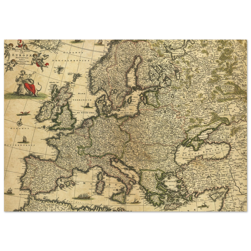 Ancient map of Europe. Nova et Accurata Totius Europae Descriptio by Frederik de Wit