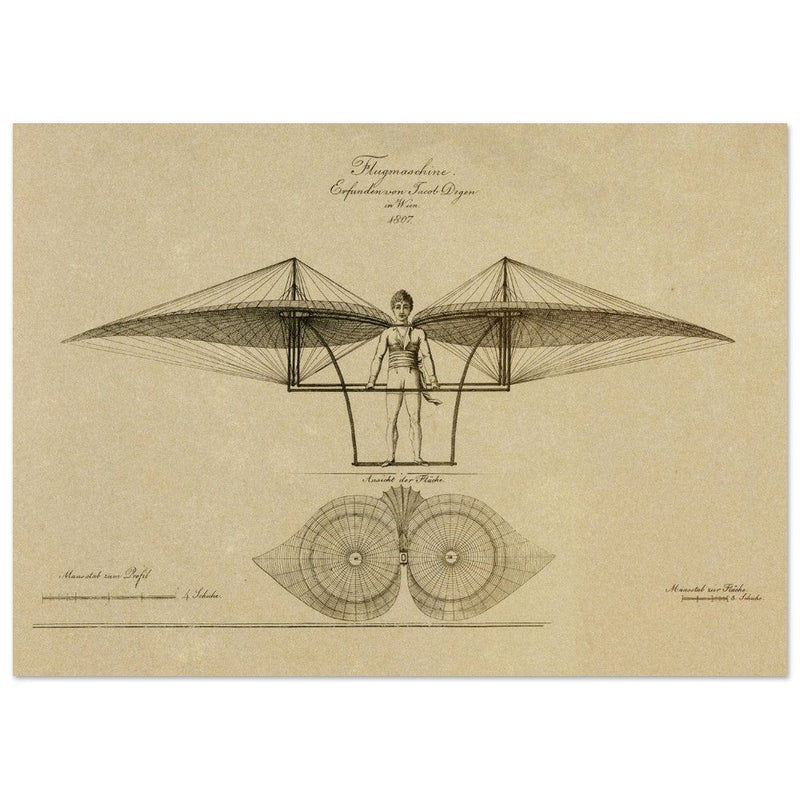 Flight machine invented by Jacob Degen in  1807 also called Degen ornithopter.