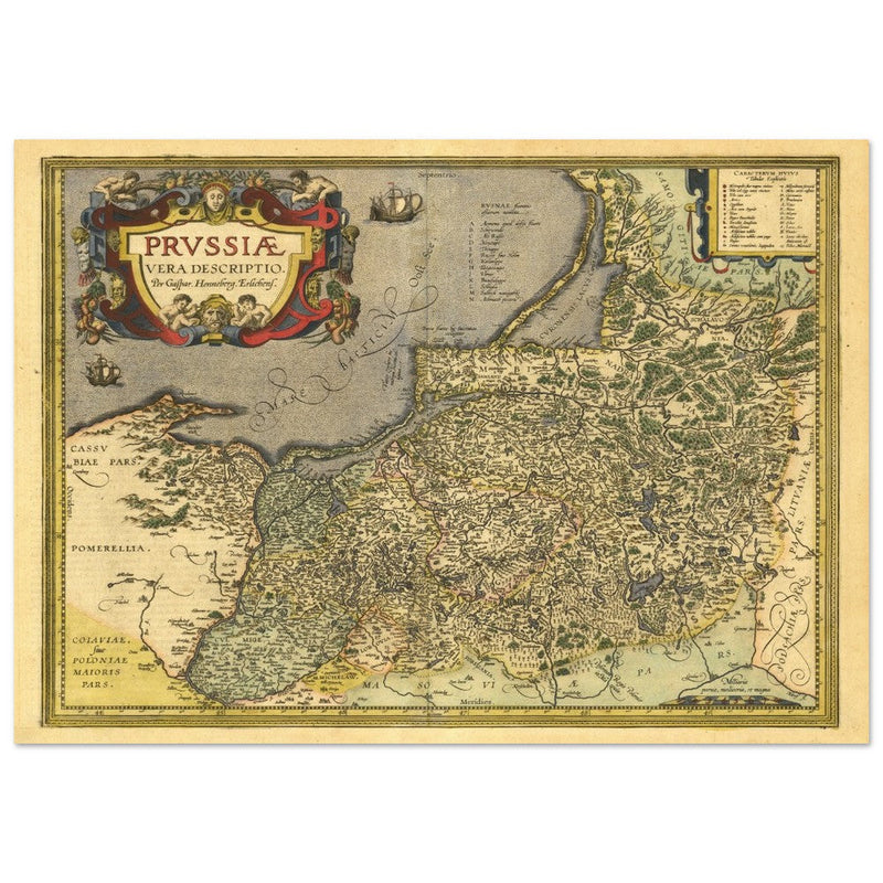 Ancient map of Prussia by Abraham Ortelius. Historic vintage map of 1570.