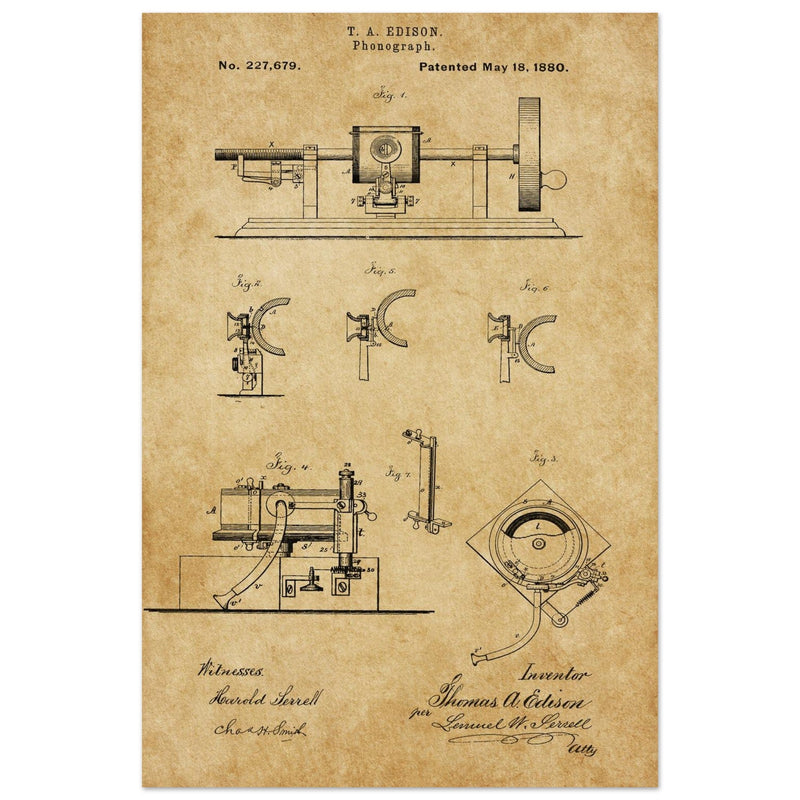 The Phonograph patentby Thomas Alva Edison. Patent 227679