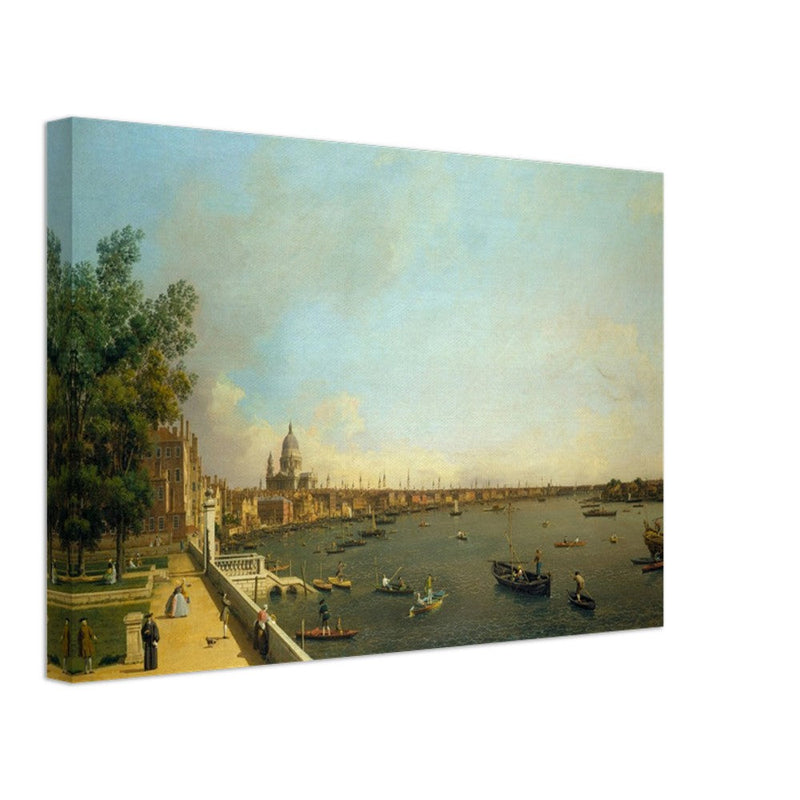 London antique painting by Canaletto 1750 The Thames from Somerset House Terrace towards the City.