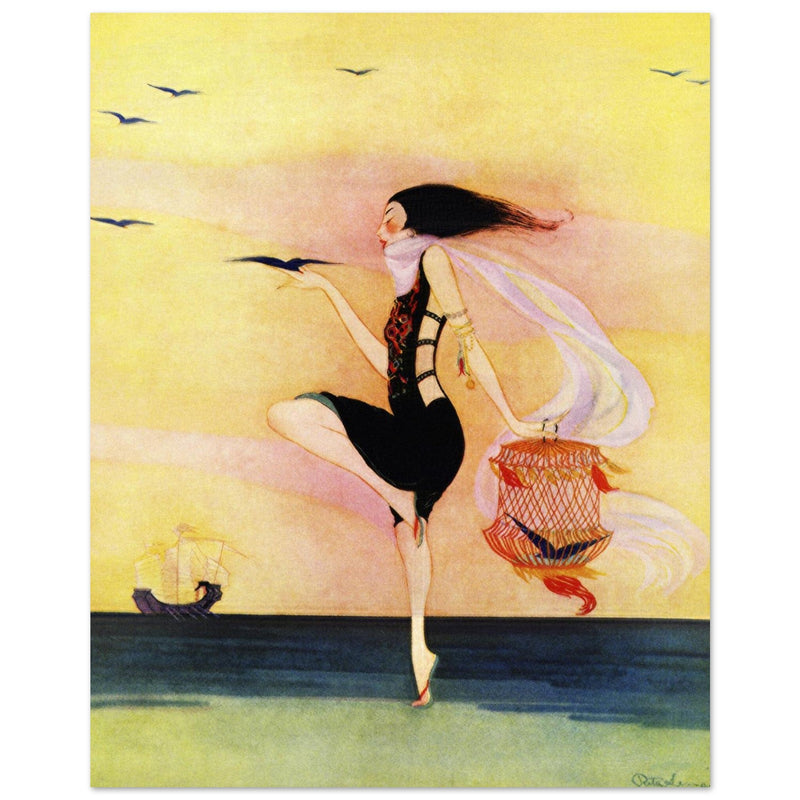 Rita Senger  illustration for fashion magazine cover. Woma at the beach .