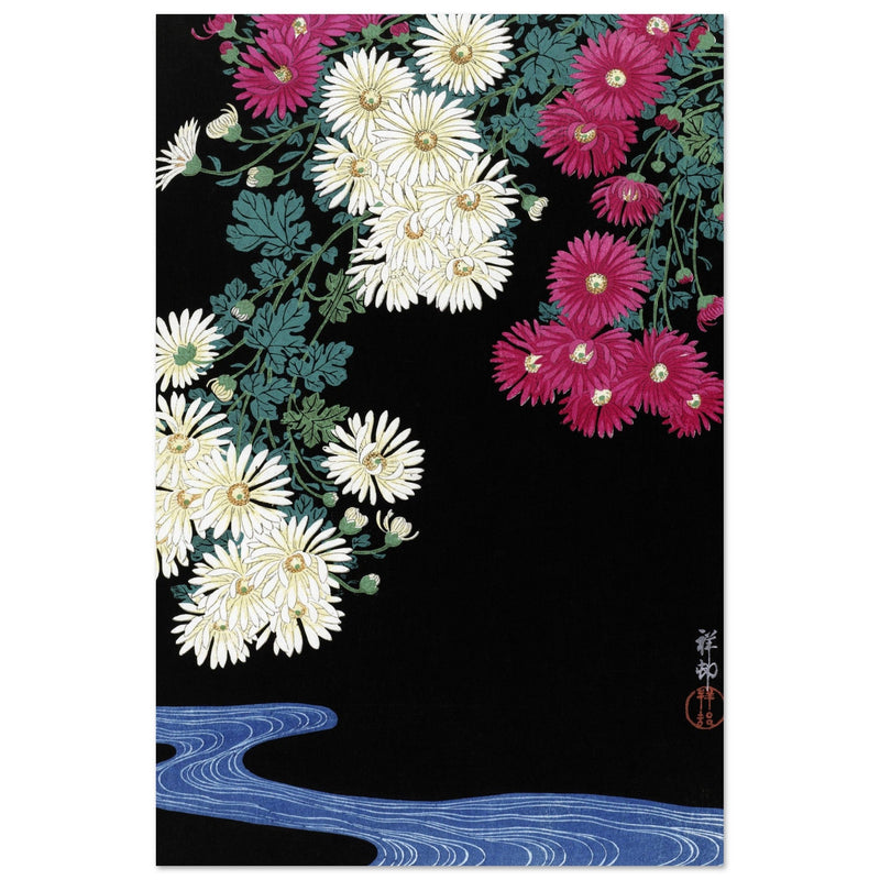 Chrysanthemums and Running Water by Ohara Koson,