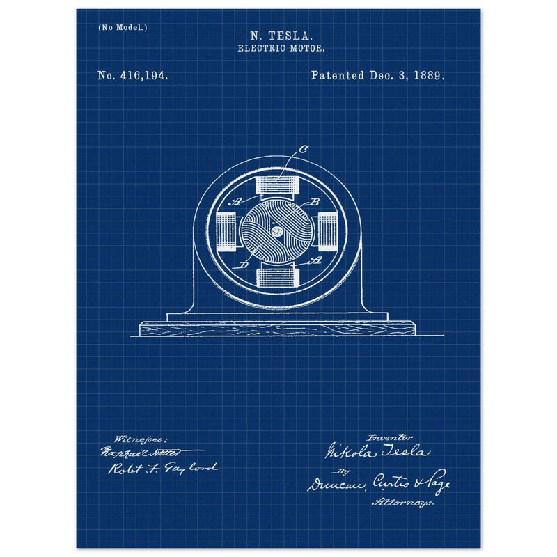 Electric Motor  patent 416194 by Nikola Tesla.