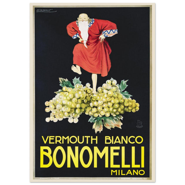 White Vermouth aperitif drink Bonomelli vintage advertising. Fine art  poster by Luciano Achille Mauzan 1932