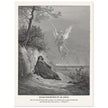 Gustave Dore The Bible engraving print . Elijah nourished by an angel illustration .