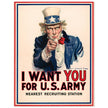I want you for us army poster. World War I recruiting propaganda.
