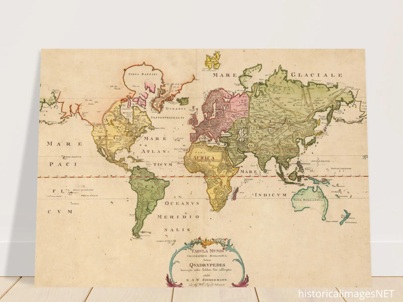1783 Map of the world showing the distribution of mammals