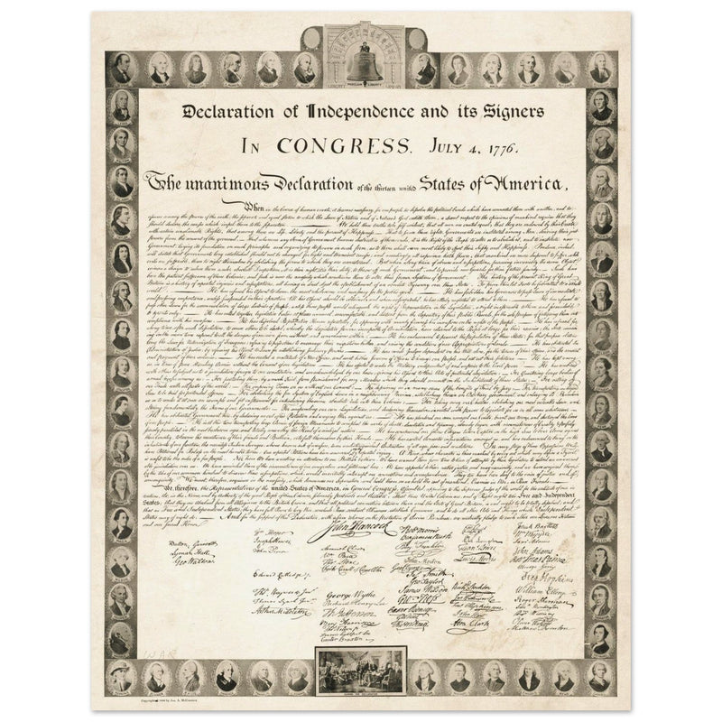 Declaration of Independence of the United States of America and its signers.