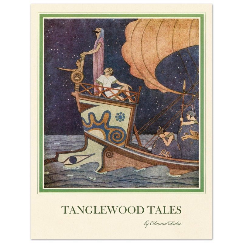 Tanglewood Tales illustration by Edmund Dulac fine print reproduction. Jason selecting Tiphys to steer the Argo for the Golden Fleece