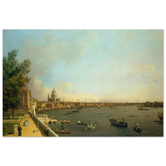 London antique painting by Canaletto 1750 The Thames from Somerset House Terrace towards the City.