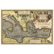 Ancient map of Europe and Asia tracing the sea route to Troy across the Mediterranean sea by Abraham Ortelius