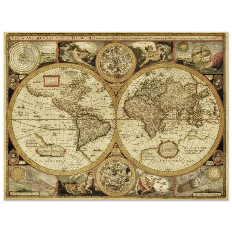 Ancient old world map of the XVII century by John Speed.