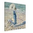 On the Beach Girl in Blue antique painting reproduction by Frederick Carl Frieseke