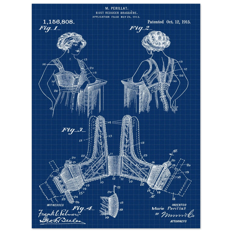 Bust reducer brassiere vintage patent by M Perillat