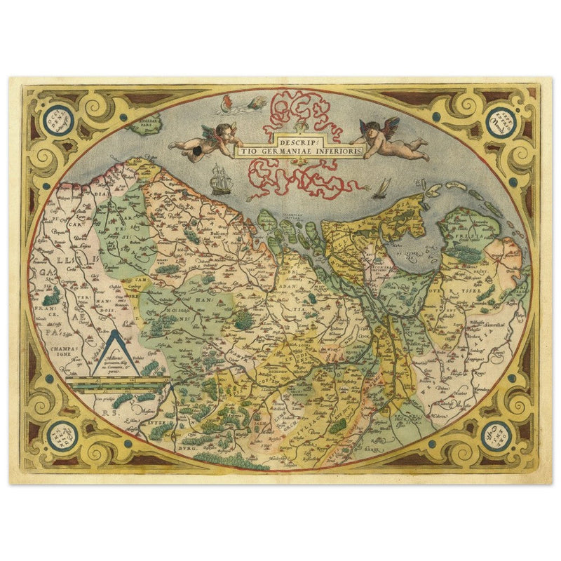 Ancient map of the Low countries ( Belgium, Netherlands and Luxembourg ) by Ortelius.