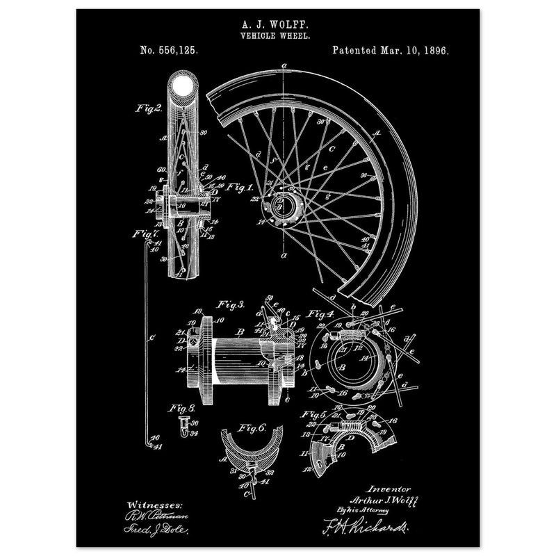Vehicle whell patent illustration. Vintage drawing .