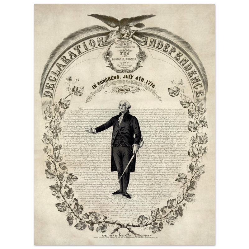 Declaration of Independence of America. George washington manuscript illustration.