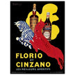 Florio and Cinzano aperitif beverage vintage art poster 1930.
