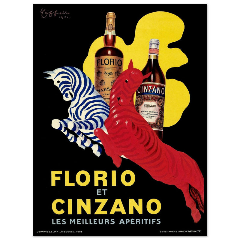 Florio and Cinzano aperitif beverage vintage art poster 1930.