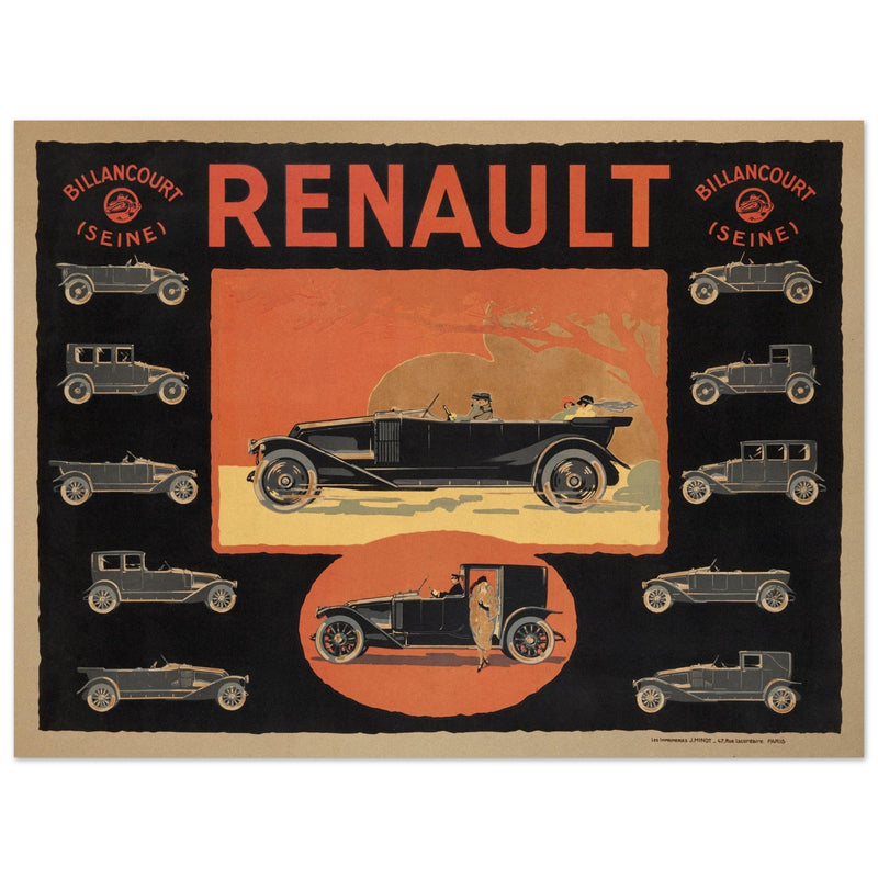 Renault Billancourt vintage poster 1920 Seine models .