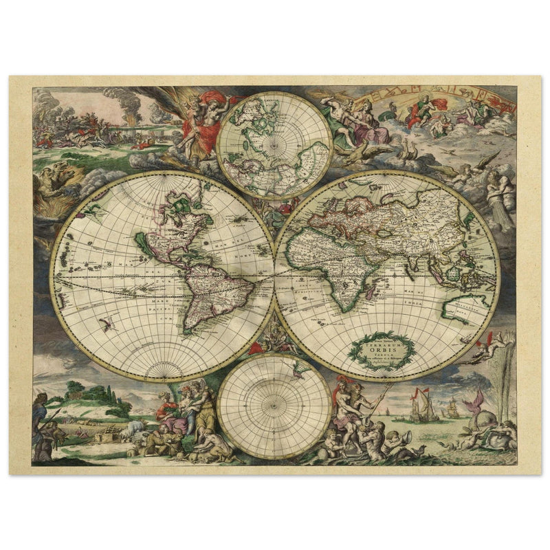 Ancient old world map of 1689 by Gerard van Schagen.