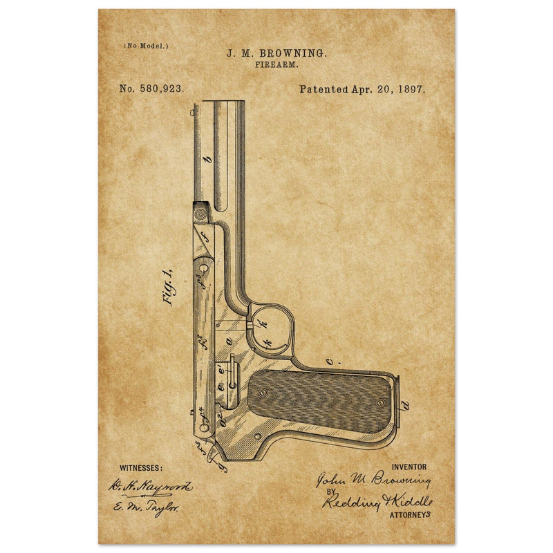 Firearm mechanism patent by John M. Browning.