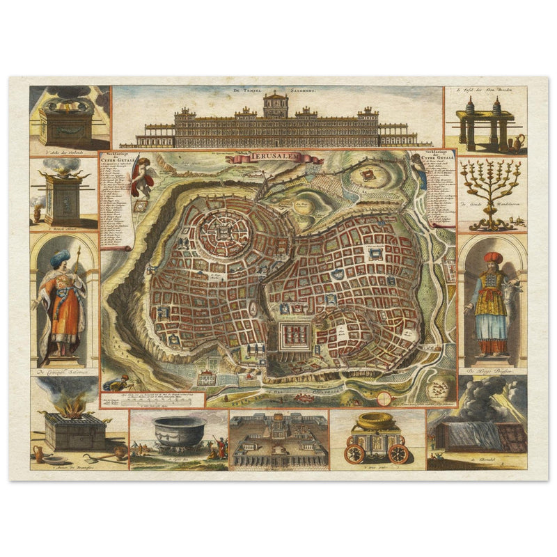 Jerusalem ancient map XVII Century by Daniel Stoopendael.