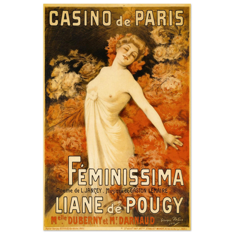 Casino of Paris vintage advertising poster  1904 by Georges Redon.