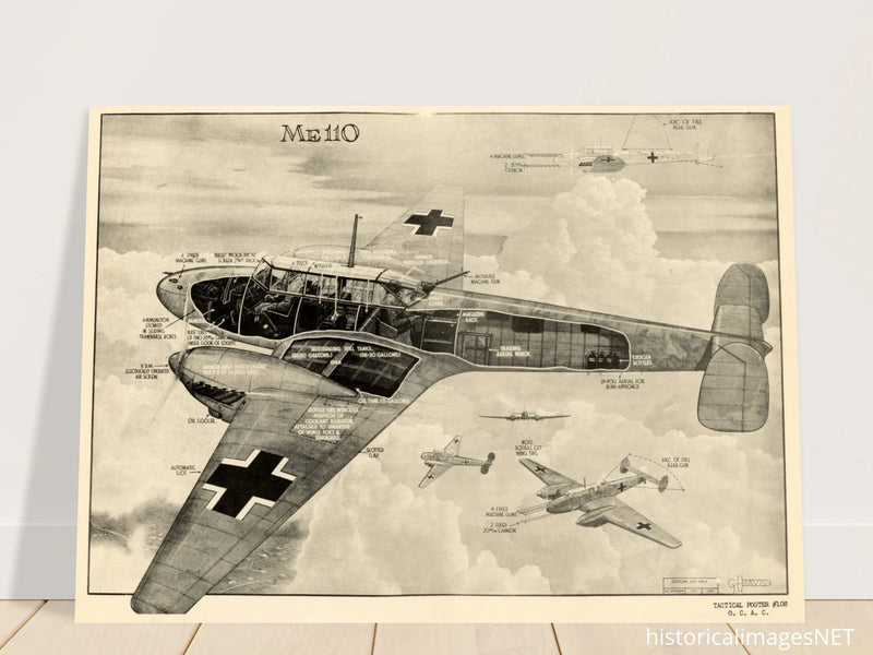 Messerschmitt Bf 110 fighter World War 2 poster
