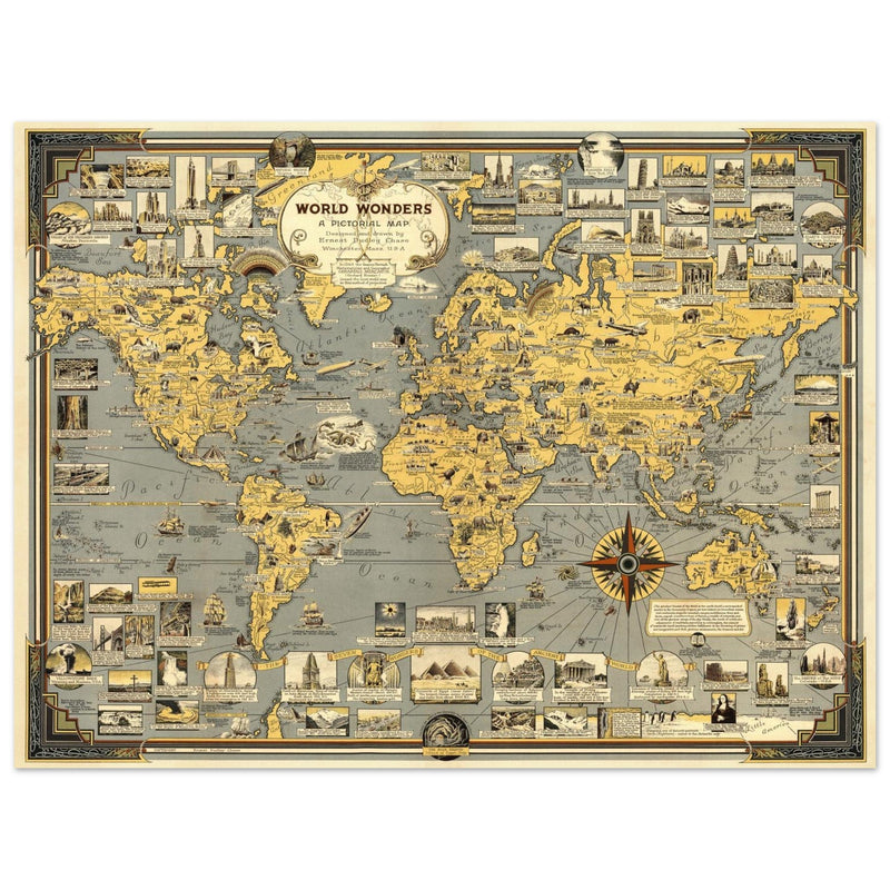 World Wonders, A Pictorial Map by Ernest Dudley Chase.