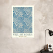 William Morris Marigold art print. Vintage wallpaper reproduction. Blue floral pattern.