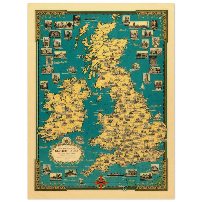 Old map of the British islands by Ernest Dudley Chase