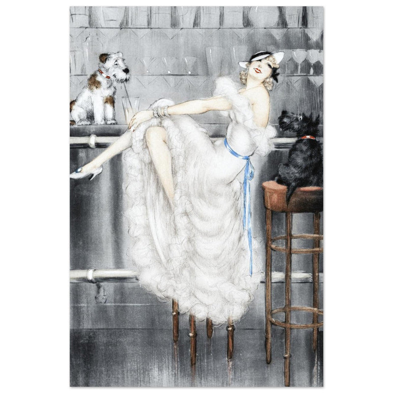 Louis Icart Au Bar - Woman with a Pair of Dogs
