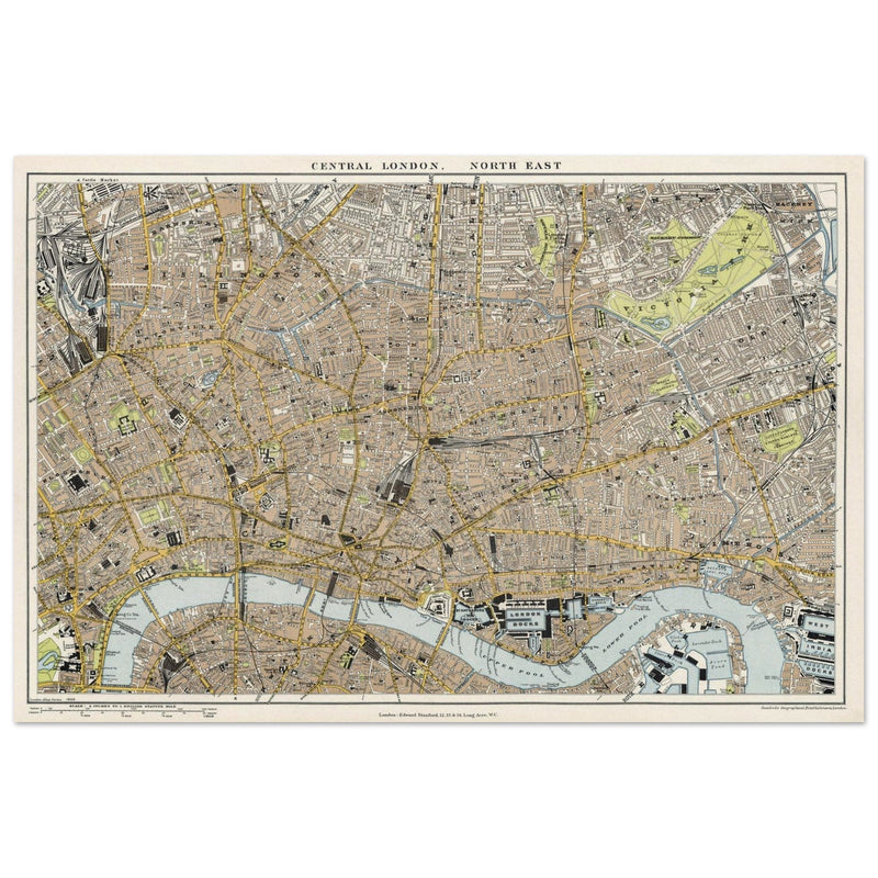 London city vintage map 1904.
