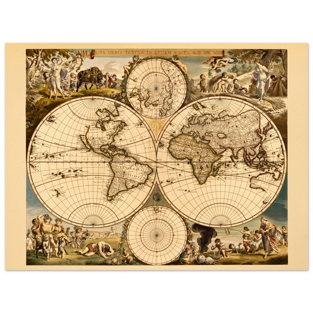 Ancient world map. Nova orbis tabvla in lvcem edita by Frederik de Wit