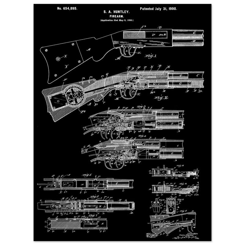 Firearm historic patent 1900. Matte paper