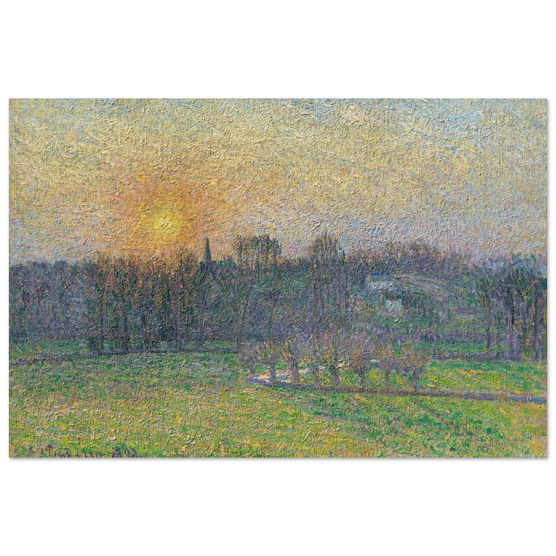 View of Bazincourt Sunset by Camille Pissarro
