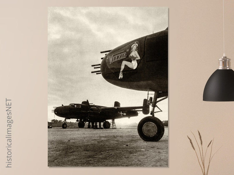 World War 2 poster.  B 25 airplanes in the Pacific front .