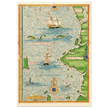 Ancient illustrated beautiful map poster reproduction by Guillaume Le Testu 1555