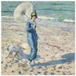 On the Beach Girl in Blue antique painting reproduction by Frederick Carl Frieseke