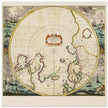 Ancient sea chart of the North Pole illustrated map by Jodocus Hondius XVII Century.
