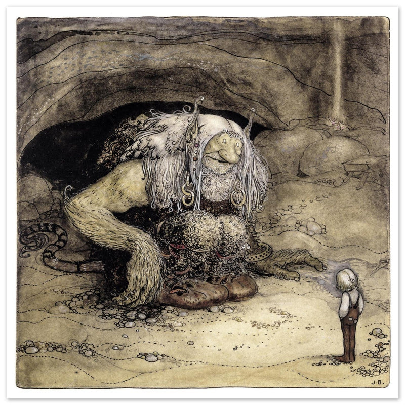 Troll with child illustration by John Bauer.  print