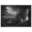 John Martin Paradise Lost vintage mezzoting engraving . Adam and Eve Driven Out of Paradise.