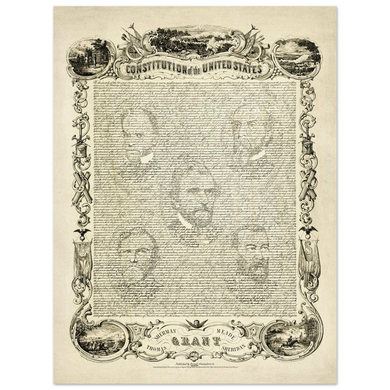The Constitution of the United States of America vintage poster of 1865.